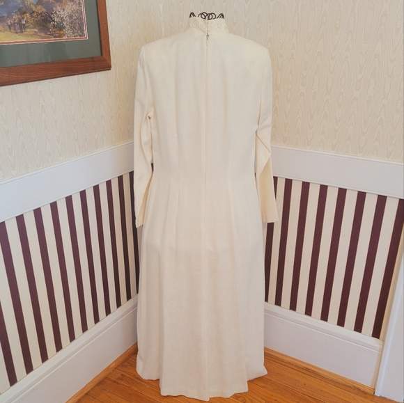 Karin Stevens Santa Fe Off White Pleated Vintage Dress Size 10 - Picture 6 of 13